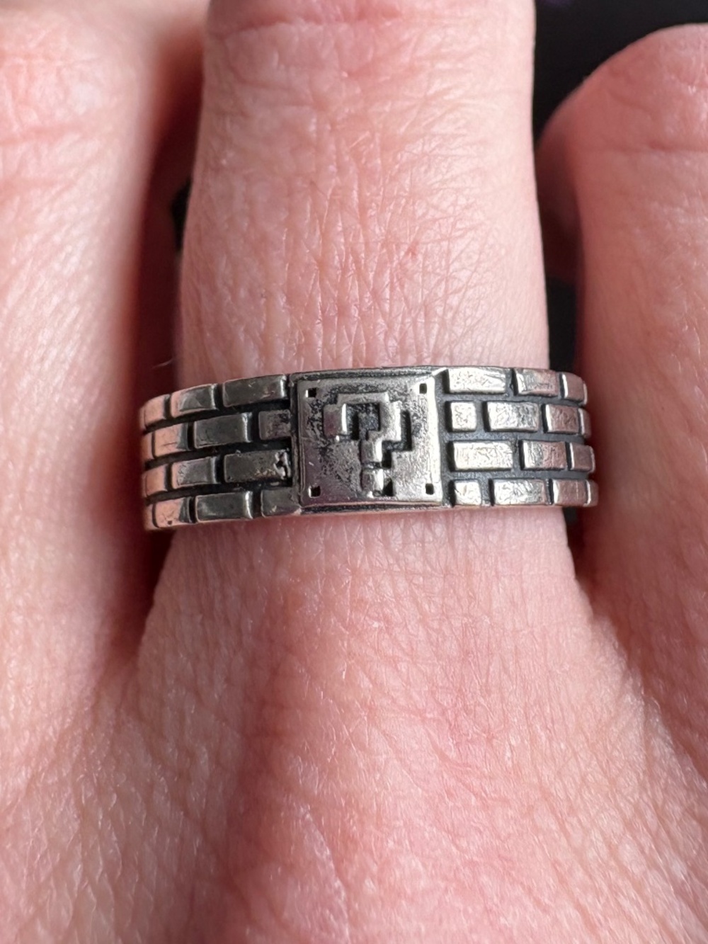 Sterling Silver Super Mario Brick by Earth Art Jewelry, Ring size 8.5